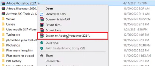 Giải nén Photoshop cc 2021