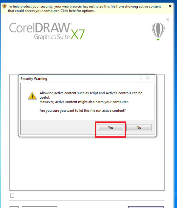 Tích chọn yes để cài đặt CorelDRAW X7