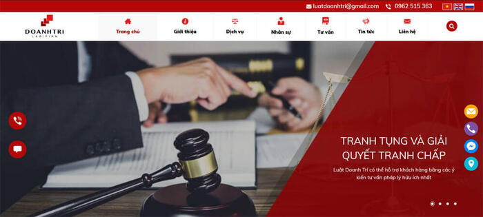Mẫu website tư vấn pháp luật thể hiện sự uy tín và chuyên nghiệp