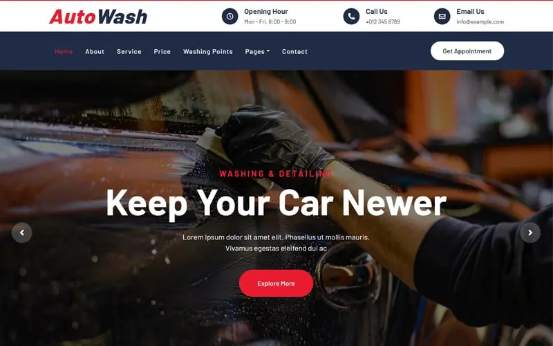 Thiết kế website sửa chữa rửa xe