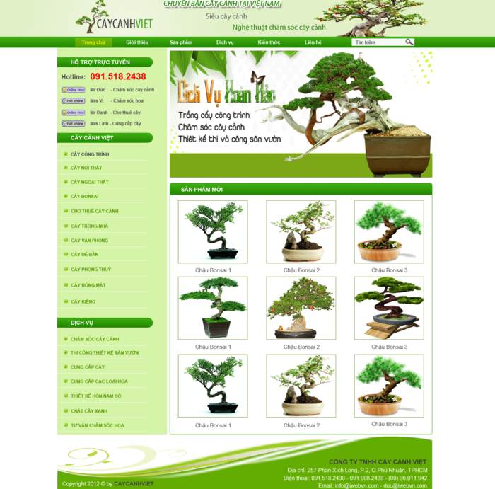 Website cây cảnh bonsai được tích hợp nhiều tính năng, giúp quảng bá thương hiệu rộng rãi