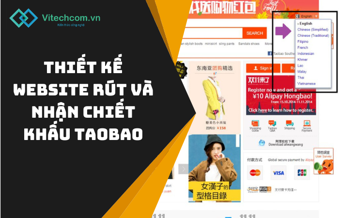 Thiết kế website rút và nhận chiết khấu taobao